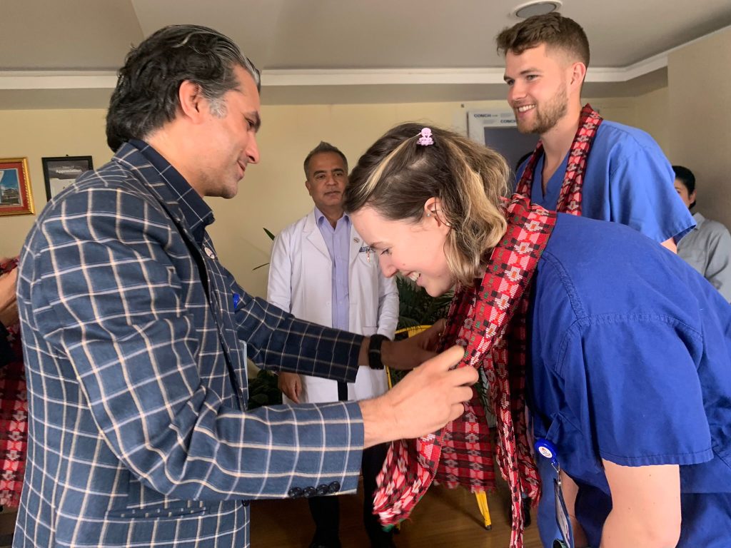 Farewell gathering with students and hospital staff after the Kathmandu placement
