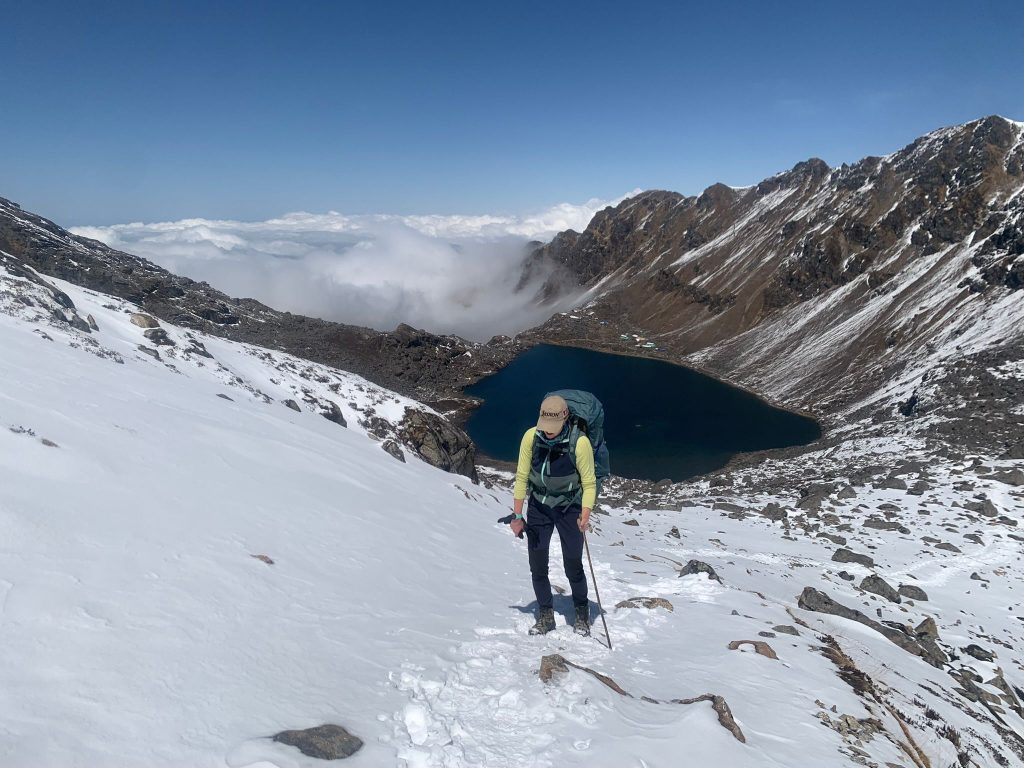 Students trekking through the Langtang valley in the Himalayas, Nepal