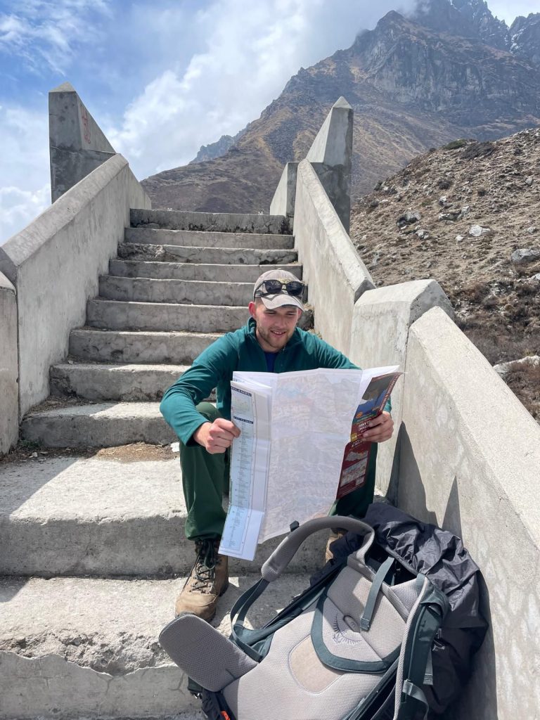 Students preparing for a trek into the Langtang region of the Himalayas
